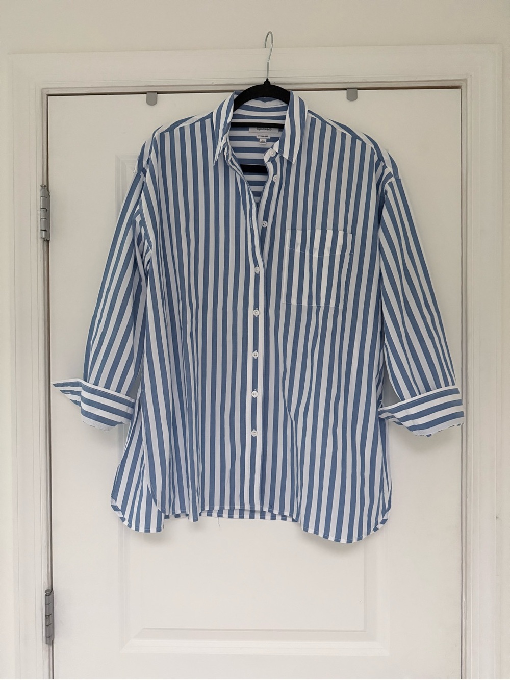 Madewell Oversized Button Down Blue White Striped Shirt | S | EUC - Picture 2 of 4